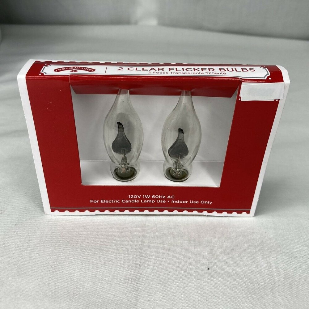 Clear Flicker 2 Bulbs Electric Candle Lamp Christmas Halloween Candelabra Indoor